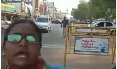 காவலரை தரக்குறைவாக பேசும் பெண்...