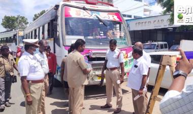 தேனியில் கனரக வாகனங்களில் அதிக சத்தம் எழுப்பக்கூடிய கூம்பு வடிவ ஹாரன்கள் அகற்றம்...